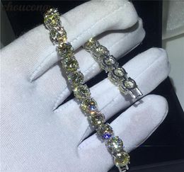 Bracelet de tennis choucong 8 mm jaune 5a zircon pierre d'or blanc rempli bracelets de mariage pour les femmes