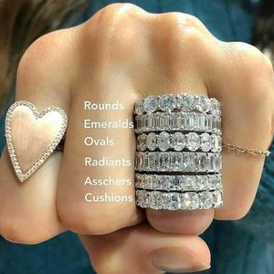 Choucong Top Selling Never Fade Sparkling Sieraden Sterling Sier Princess Cut White Topaz CZ Diamond Promise Wedding Bridal Ring Cadeau