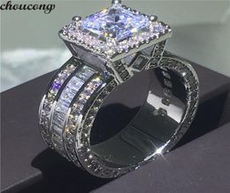Choucong Vintage Court Ring 925 Sterling Silver Princess Cut 5A CZ Stone Engagement Bands de mariage Rings For Women Jewelry Gift7124793