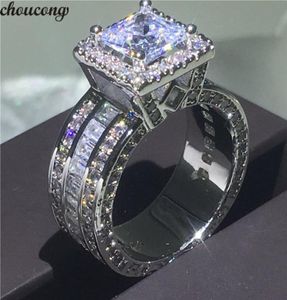 Choucong Vintage Court Ring 925 Sterling Silver Princess Cut 5A CZ Stone Engagement Bands de mariage Rings For Women Jewelry Gift3207943