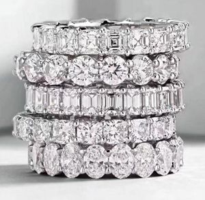 Choucong Vintage Fashion Jewelry Real 925 Sterling Silver Princess White Topaz CZ Diamond Eternity Women Wedding Engagement Band R1122722
