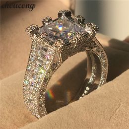 Choucong, anillo hueco Vintage, Plata de Ley 925, 3ct, 5A, cz, anillos de boda de compromiso para mujer, regalo de joyería de dedo nupcial