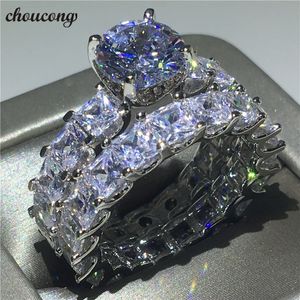 Choucong Vintage Promise Ring Set Princess Cut Diamond 925 Sterling Silver Engagement Wedding Band Ringen voor Dames Mannen