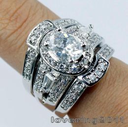Choucong vintage anneau ovale 7 mm5 mm en pierre de diamant 925 Amoureux remplis d'argent 3In1 Anneques de mariage de fiançailles pour femmes1140231