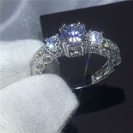 choucong vintage ringen drie-stone dionique cz wit goud gevuld engagement trouwband ring voor vrouwen mannen liefde cadeau