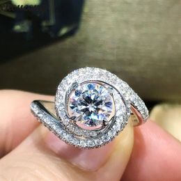 Choucong kromtrekken Promise Ring 925 sterling Zilver 1ct Diamond Engagement Wedding Band Ringen Voor Vrouwen mannen Jewelry244T