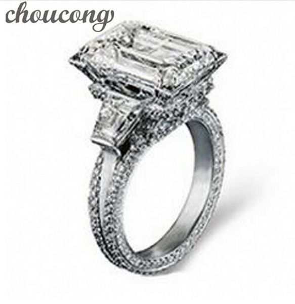 Choucong mujeres hombres joyería 12ct 5A circón piedra 300 piezas diamante 925 plata esterlina compromiso anillo de boda para mujer