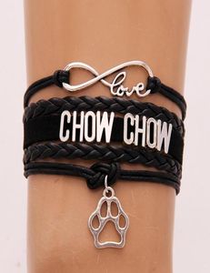 Bracelets Chow Chow breloque patte de chien races chiot tressé Bracelet bracelets faits à la main en cuir 1587877