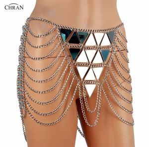 Chran Mirror Chain Metallic Jirt Lingerie Party Party Mini Robe Beach Cover Up Chain Collier Bra Bralette Jewelry CRM282 T200506274660