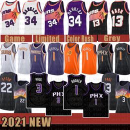 Chris 3 Paul Basketball Jersey Phoenixs Sun Devin 1 Booker Mens Deandre 22 Ayton Steve 13 Nash Charles 34 Barkley Green Clear