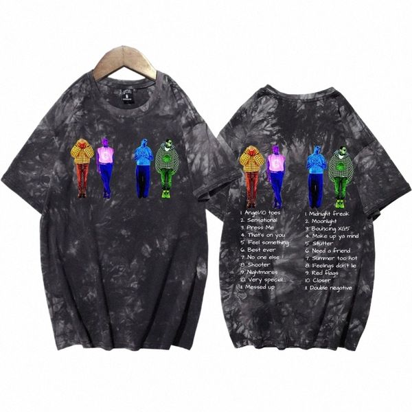 Chris Brown Rapper Hip Hop Music Shirts Tie Dye HARAJUKU Round Neck Short Sleeve T-shirt Fans Gift E1ch #