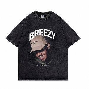 Chris Brown Vintage T-shirt 100% Cott T-shirts Unisex Y2k T-shirt onder de Iuence Tour 2023 Breezy Tshirt Rapper Tees 60Dz #