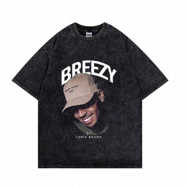 Camiseta vintage de Chris Brown, camisetas 100% Cott, camiseta unisex Y2k bajo la gira Iuence 2023, camiseta Breezy, camisetas de rapero 60Dz #