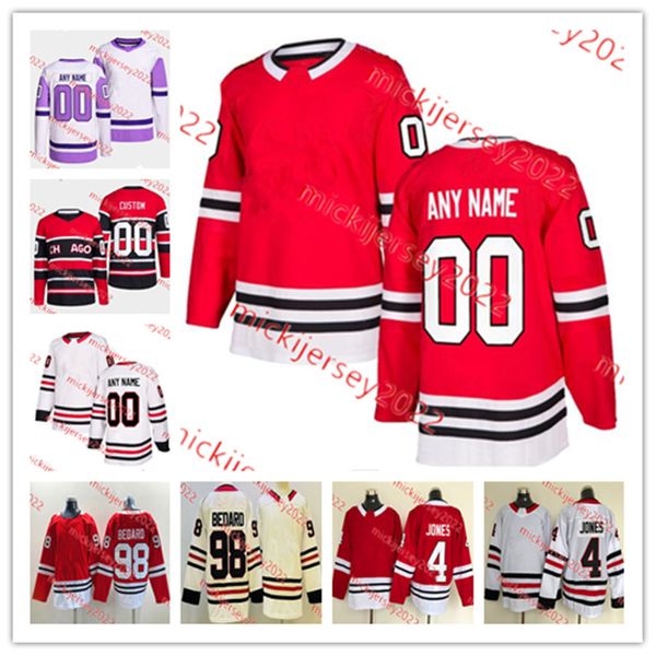 Maillot de hockey Chris Chelios 30 ED Belfour 3 Pierre Pilote 35 Tony Esposito 9 Bobby Hull 24 BOB PROBERT 16 ED OLCZYK 23 Michael J. Maillots cousus sur mesure pour hommes et jeunes