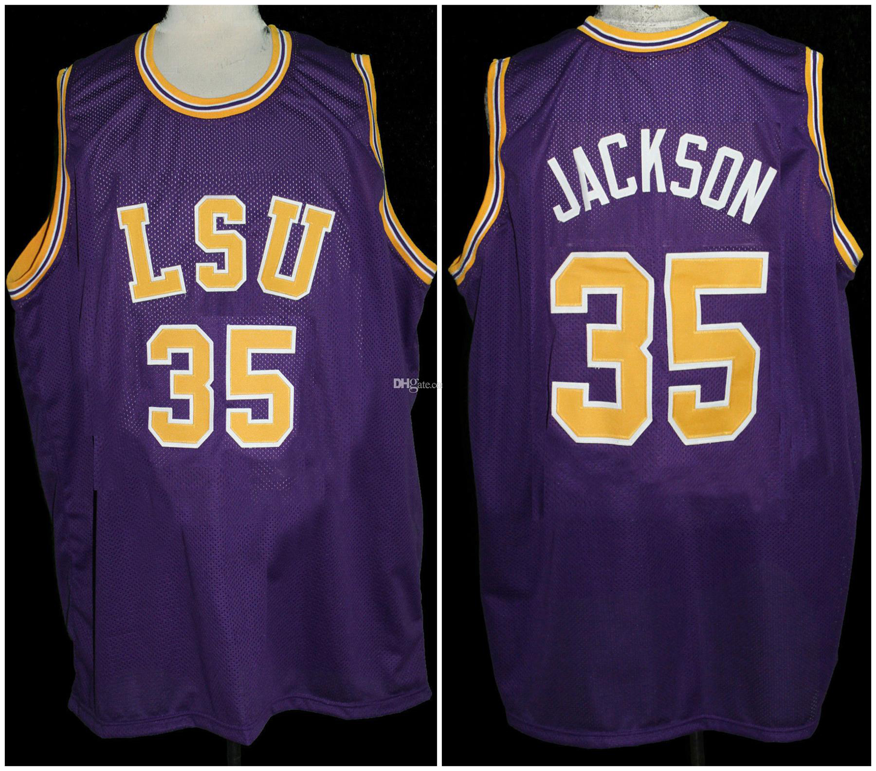 Крис Джексон # 35 LSU Tigers College Retro Basketball Jersey Мужские сшитые на заказ трикотажные изделия с любым номером