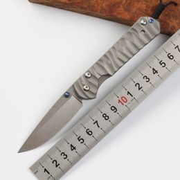 Chris Reeve Klein Sebenza Inkosi Zakmes Golflijnen Patroon Titanium Handvat Hoge hardheid 9Cr13Mov Outdoor Camping Jacht Survival Zakmes 385