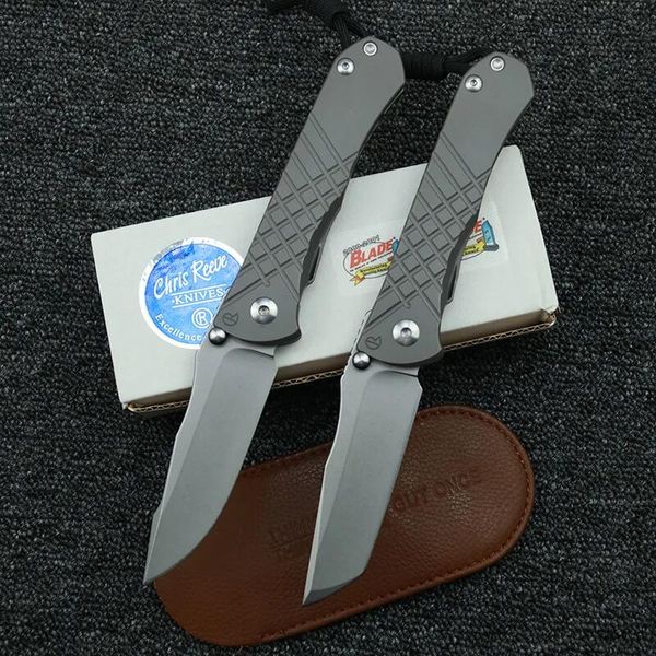 Chris Reeve Umnumzaan Flipper cuchillo plegable S35VN hoja mango de titanio CR cuchillos de bolsillo herramientas EDC
