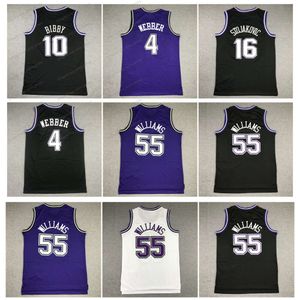 Chris Webber Jason Williams King Basketball Jersey Peja Stojakovic Mike Bibby Throwback Jerseys blanc noir pourpre taille S-xxl