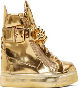 Kerstcadeau voor topmerk ontwerper teen heren sneakers gouden kettingen herenschoenen hoge top plus maat