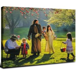 Christus Jezus - Jezus en de mensen in het bos in de muur kunstprint canvas poster decoratieve moderne kunst voor muur decor slaapkamer decoraties