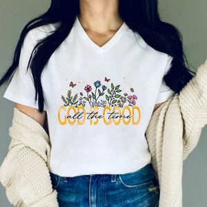 Christain Womens T -shirt God is altijd goed Bloem T -shirt Floral Print Religious Faith Hope Love 240524