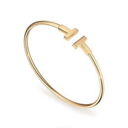 dooparmband Bangle van roestvrijstalen sieraden Letter T Draadarmbanden voor vrouwen Pulseiras Adjtable179K