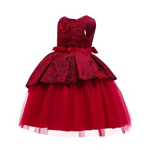 Vestimenta de bautizo disfraz de carnaval navideño para niños bordado princesa princesa ropa de niña pequeña 7 8 9 10 10 años
