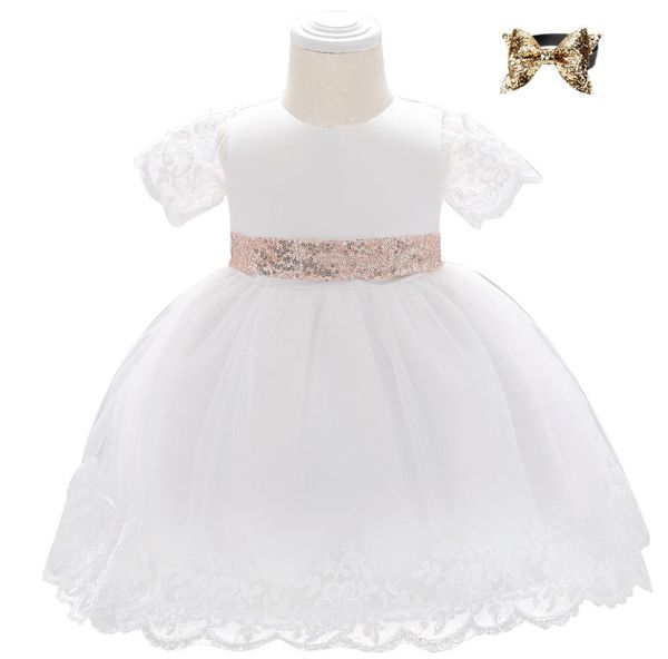 Vestido de bautizo para niña, vestido de 1er cumpleaños para niña pequeña, fiesta de 2 años, bordado de encaje, ropa blanca para recién nacido 3190003