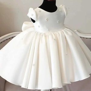 Doopjurken Baby Baptist Dress Princess Bride Maid Childrens Girl Elegant Bow Party and Wedding Christmas Q240507