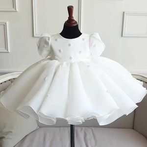 Doopjurken Baby Girl Nieuwe Lace Christmas Dress Crystal Bead Immersion Dress Baby First Communion Dress Q240521