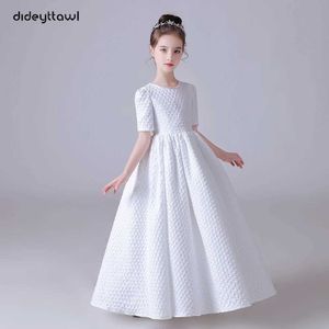 Robes de baptême Dideyttawl Robe bouffée blanche élégante fleur fille robe de mariée fête de mariage courte manche musicale