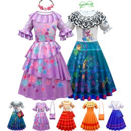 Doopjurken meisjesjurk voor kinderen encanto mirabel jurk madrigal cosplay kostuum fancy jurken carnaval Halloween Princess Party verkleed 230821