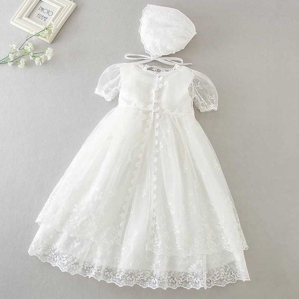 Robes de baptême Nouvelle fille bébé robe d'un an baptiste blanche en dentelle d'anniversaire fête princesse de mariage 0-24m Q240507