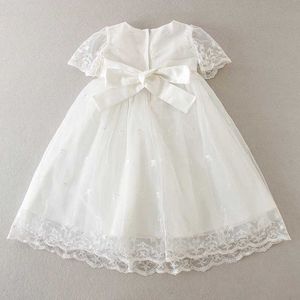 Robes de baptême Nouvelle bébé robe fille douche blanche en dentelle de fête de mariage vêtements princesse 0-24m Q24050711