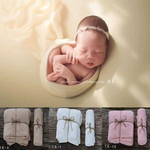 Robes de baptême Soft Newborn Backdrop and Wrap Set Accessoires de photographie pour bébé Pouf nouveau-né double face Posing Couverture en tissu Stretch Baby Blanket T221014