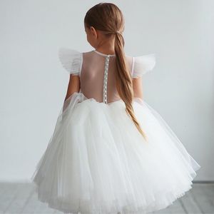 Robes de baptême Adolescentes Robe Vêtements pour enfants Fête Élégante Princesse Longue Tulle Bébé Filles Enfants Dentelle Robes De Cérémonie De Mariage 230313