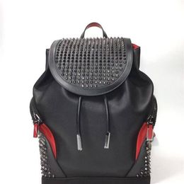 Christian Black and Red Backpack Designer School Tas Grote capaciteit Rucksack Handtassen voor vrouwen Sluiting Leer Drawrings Casual275T
