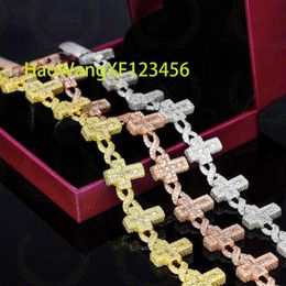 Christian Hip Hop Pass Diamond Tester S925 Zilver GRA Iced Out Baguette VVS Moissanite Cross Cubaanse Link Chain voor Mannen Vrouwen