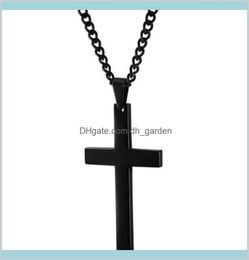 Christian Jesus Single Titanium Collier en acier inoxydable argent argent noir prière couloir crucifix Pendants hommes bijoux nmv5k pendentif n ds4x13099630