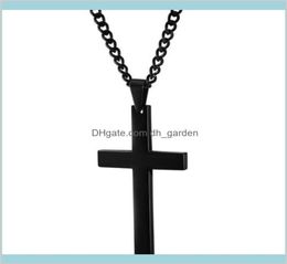 Jésus chrétien collier titanium en acier inoxydable argent noir prière de prière noire crucifix pendants hommes bijoux nmv5k pendentif n ds4x15322413