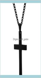 Christian Jesus Single Titanium Collier en acier inoxydable argent argent noir prière couloir crucifix Pendants hommes bijoux nmv5k pendentif n ds4x18038620