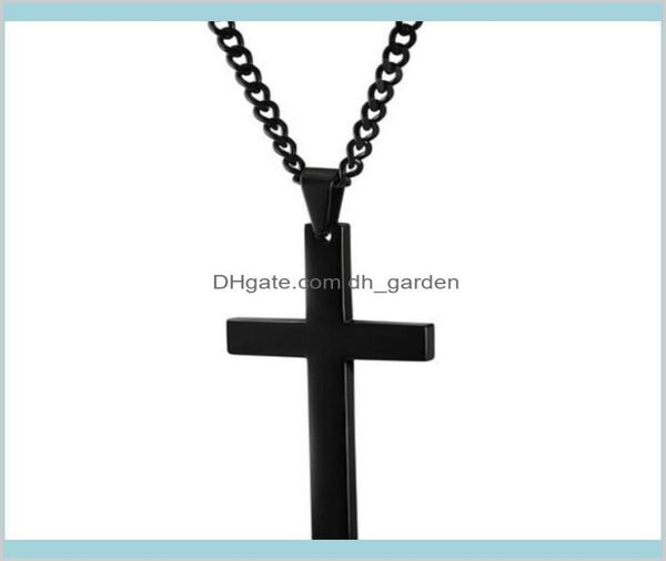 Christian Jesus Single Titanium Collier en acier inoxydable Silver Black Prayer Choker Crucifix Pendants Men Bijoux NMV5K Pendant N DS4X13037907