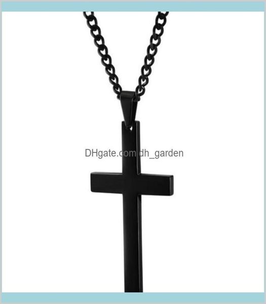 Christian Jesus Single Titanium Collier en acier inoxydable argent argent noir prière couloir crucifix Pendants hommes bijoux nmv5k pendentif n ds4x11521320