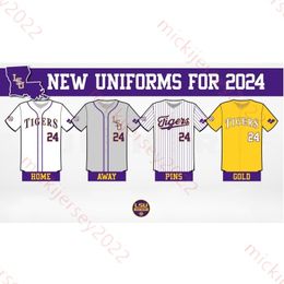 Christian Little Tommy White 2024 Maillot de baseball LSU 16 Brady Neal 22 Jared Jones 28 Paxton Kling 6 Brayden Jobert Maillots LSU Tigers cousus sur mesure