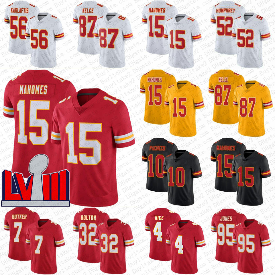 Patrick Mahomes Travis Kelce Isiah Pacheco Futbol Forması Rashee Rice Nick Bolton Kadarius Toney Creed Humphrey Chris Jones Rashee Rice Sneed Harrison Butker