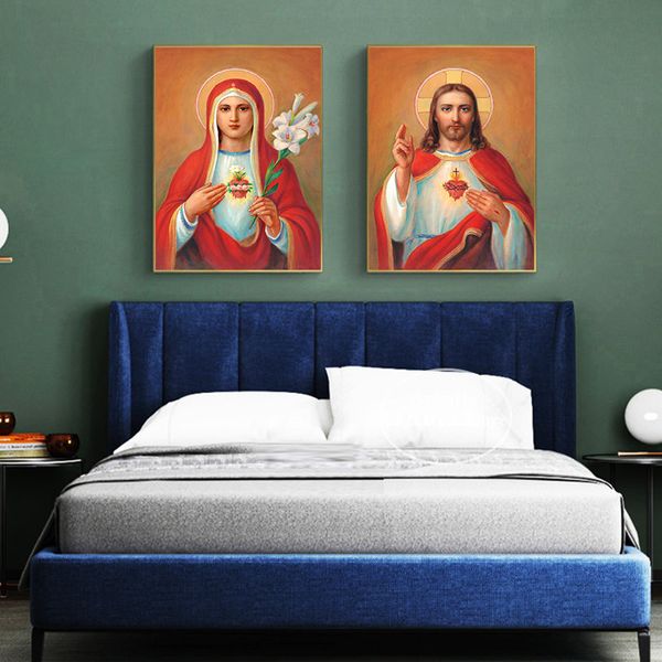 Vierge chrétienne Madonna Marie Jésus Affiches imprimées toile peinture d'art mural images pour chambre à coucher décor de chambre d'église de chambre à coucher