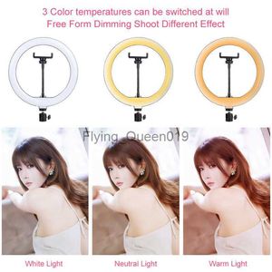 Christma Gift 10 12 14 Inch Dimmable LED Selfie Ring Light with Stand without Tripod 160cm Lamp Photography Ringlight Phone HKD230830