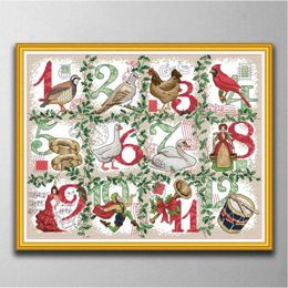 Kerst 12e Handgemaakte Kruissteek Ambachtelijke Gereedschappen Borduren Handwerken sets geteld print op canvas DMC 14CT 11CT2367