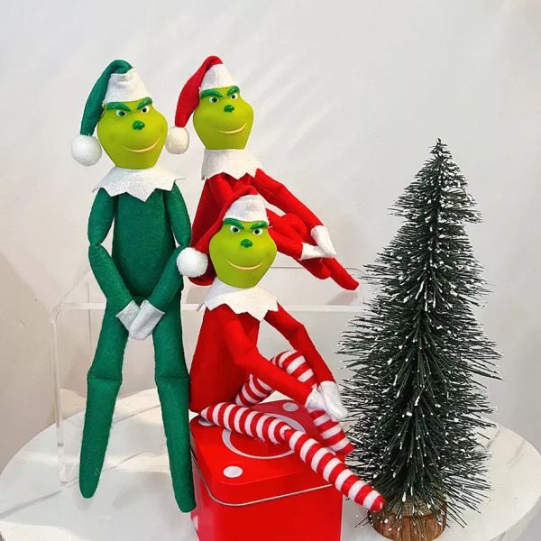 Poupée Grinch de noël 30cm, jouet en peluche monstre aux cheveux verts, décorations pour la maison, ornement elfe, pendentif, cadeau d'anniversaire pour enfants, nouvelle collection