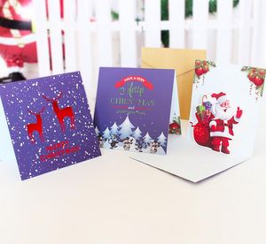 Navidad 3D dorado tarjeta de felicitación Santa Claus muñeco de nieve bufanda patrón espesar postal dibujos animados escritura a mano tarjetas de bendición al por mayor